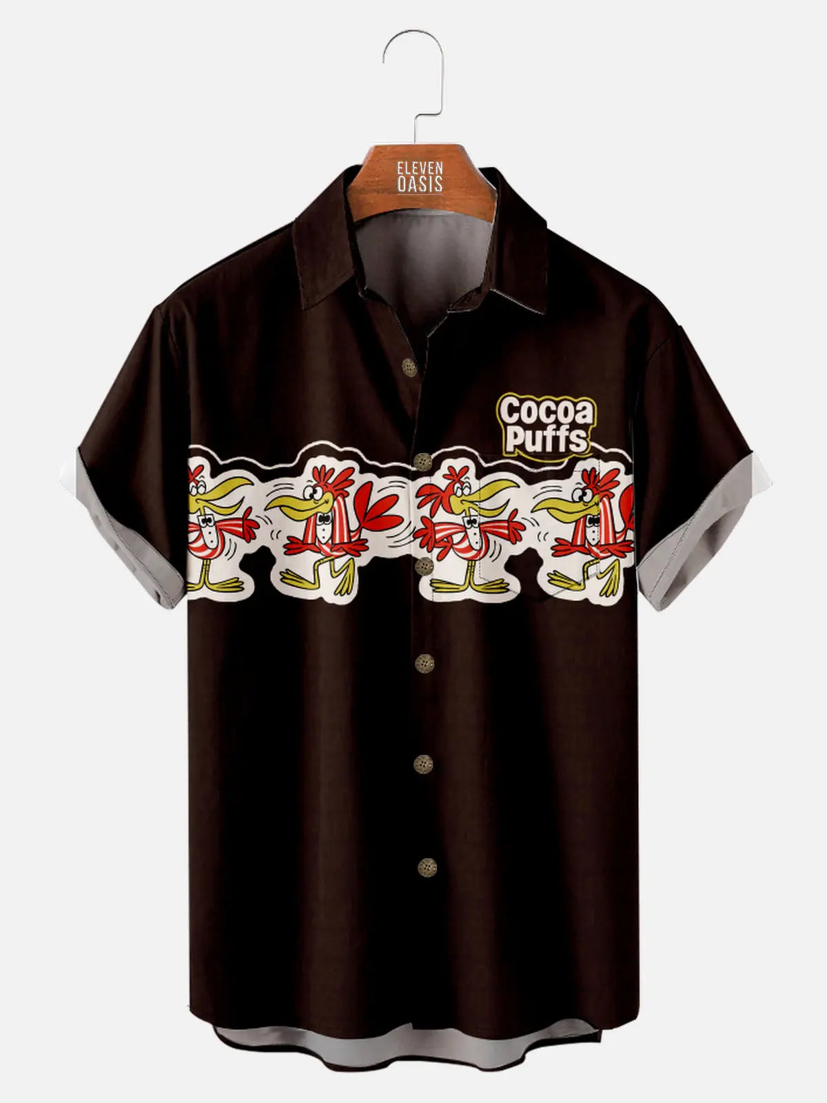 Men's Retro Cocoa Puffs Cereal Short Sleeve ShirtMens short sleeve shirts Big and tall Mens shirts Short sleeve shirts for men Mens 4xl shirts Casual short sleeve shirts