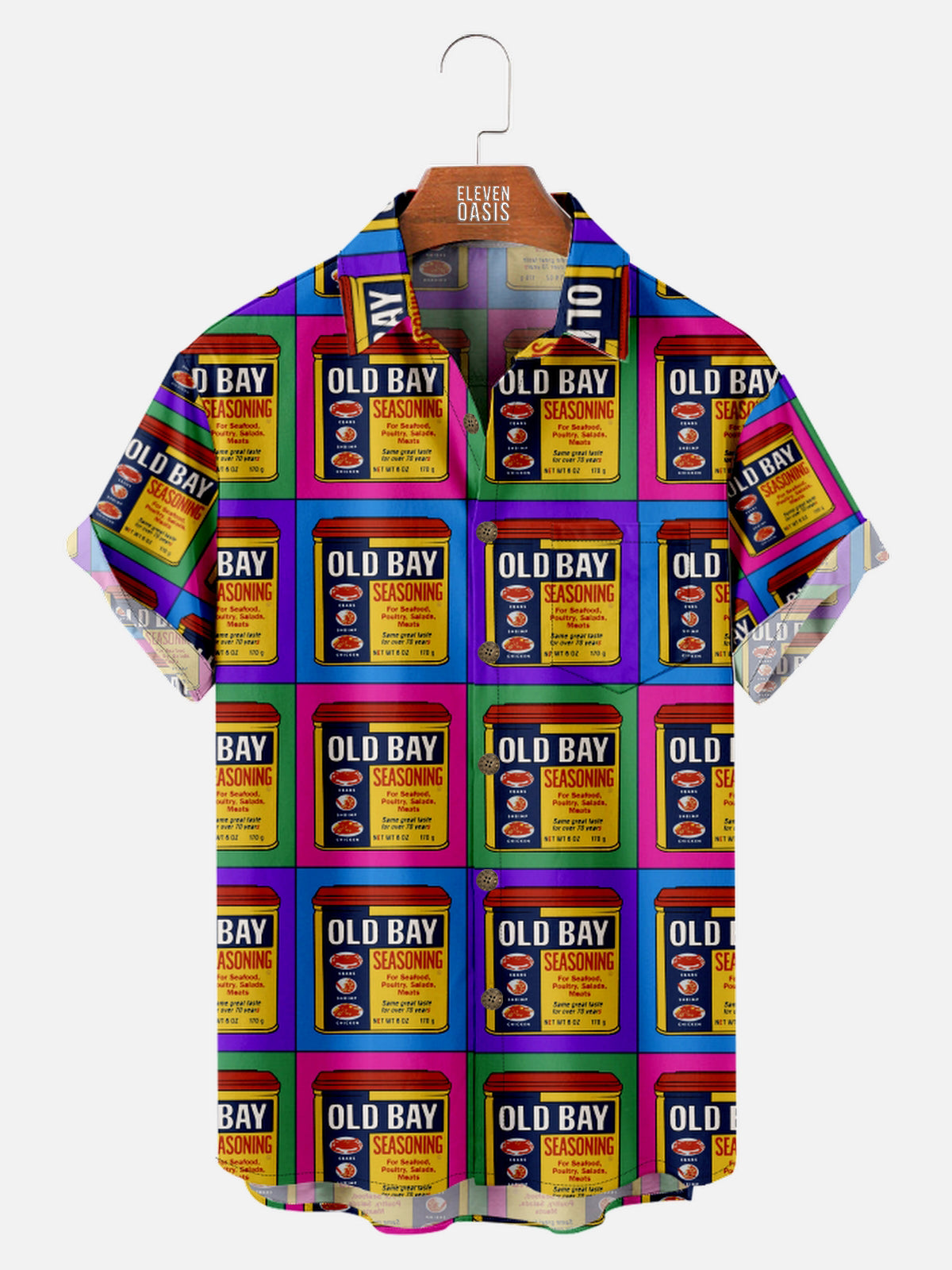 Men's Retro Old Bay Seasoning All Over Print Short Sleeve ShirtMens short sleeve shirts Big and tall Mens shirts Short sleeve shirts for men Mens 4xl shirts Casual short sleeve shirts