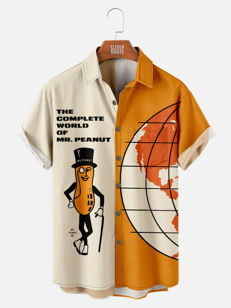 Men's Retro Mr. Peanut Poster Short Sleeve ShirtMens short sleeve shirts Big and tall Mens shirts Short sleeve shirts for men Mens 4xl shirts Casual short sleeve shirts