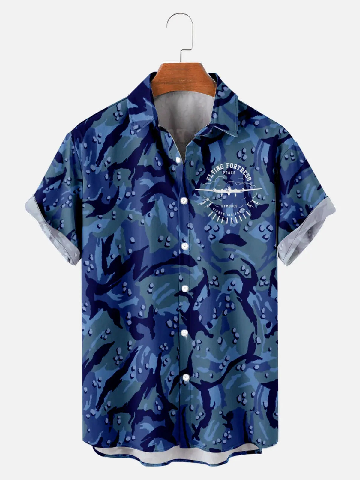 Men's Airforce Inspired Blue Camo Print Short Sleeve ShirtMens short sleeve shirts Big and tall Mens shirts Short sleeve shirts for men Mens 4xl shirts Casual short sleeve shirts