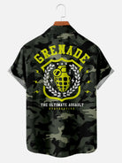 Men's Camo Print Grenade Short Sleeve ShirtMens short sleeve shirts Big and tall Mens shirts Short sleeve shirts for men Mens 4xl shirts Casual short sleeve shirts