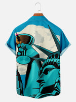 Men's Statue of Liberty Drinks a Martini Short Sleeve ShirtMens short sleeve shirts Big and tall Mens shirts Short sleeve shirts for men Mens 4xl shirts Casual short sleeve shirts