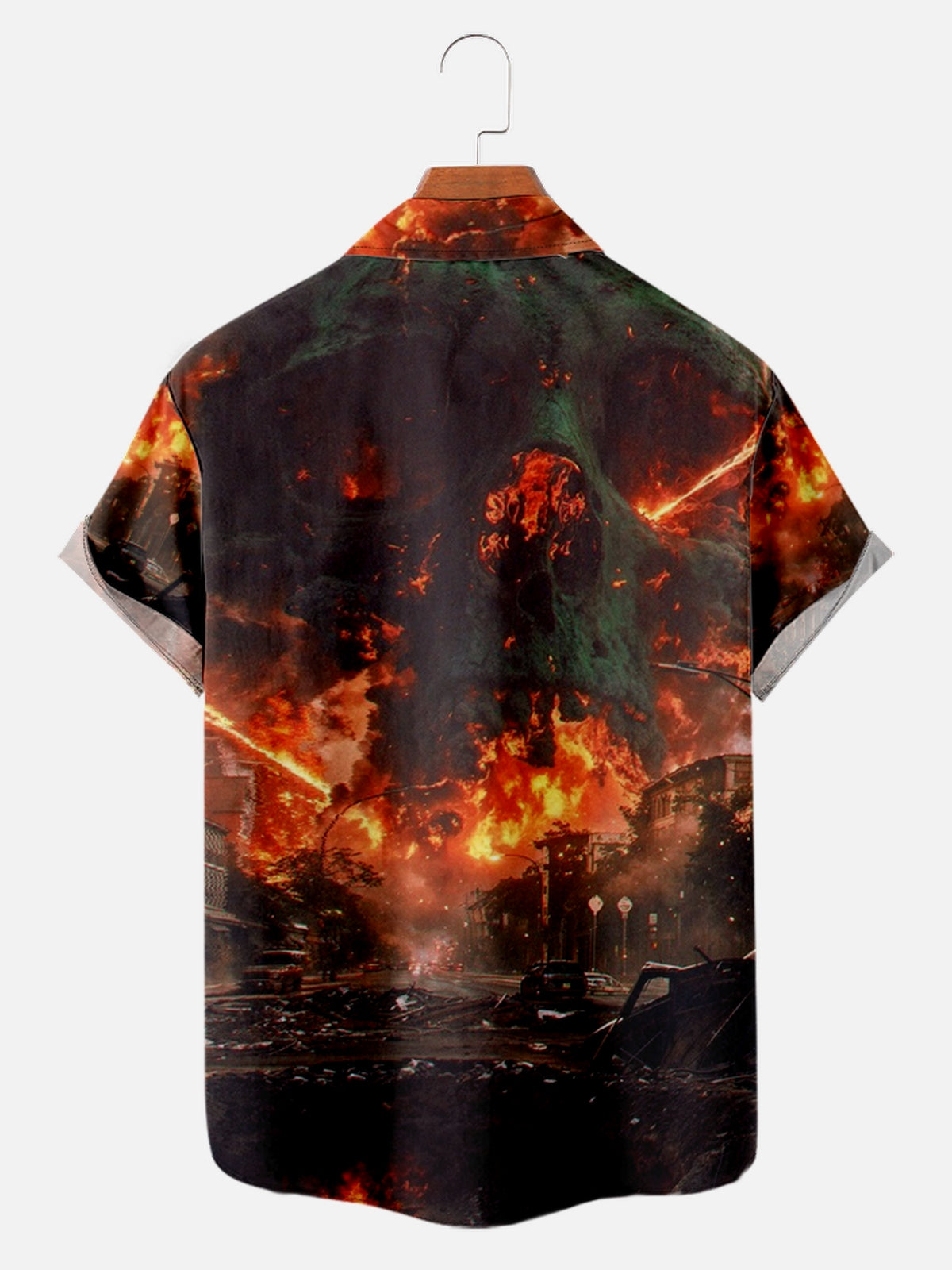 Men's Skull Apocalypse Fire Short Sleeve ShirtMens short sleeve shirts Big and tall Mens shirts Short sleeve shirts for men Mens 4xl shirts Casual short sleeve shirts