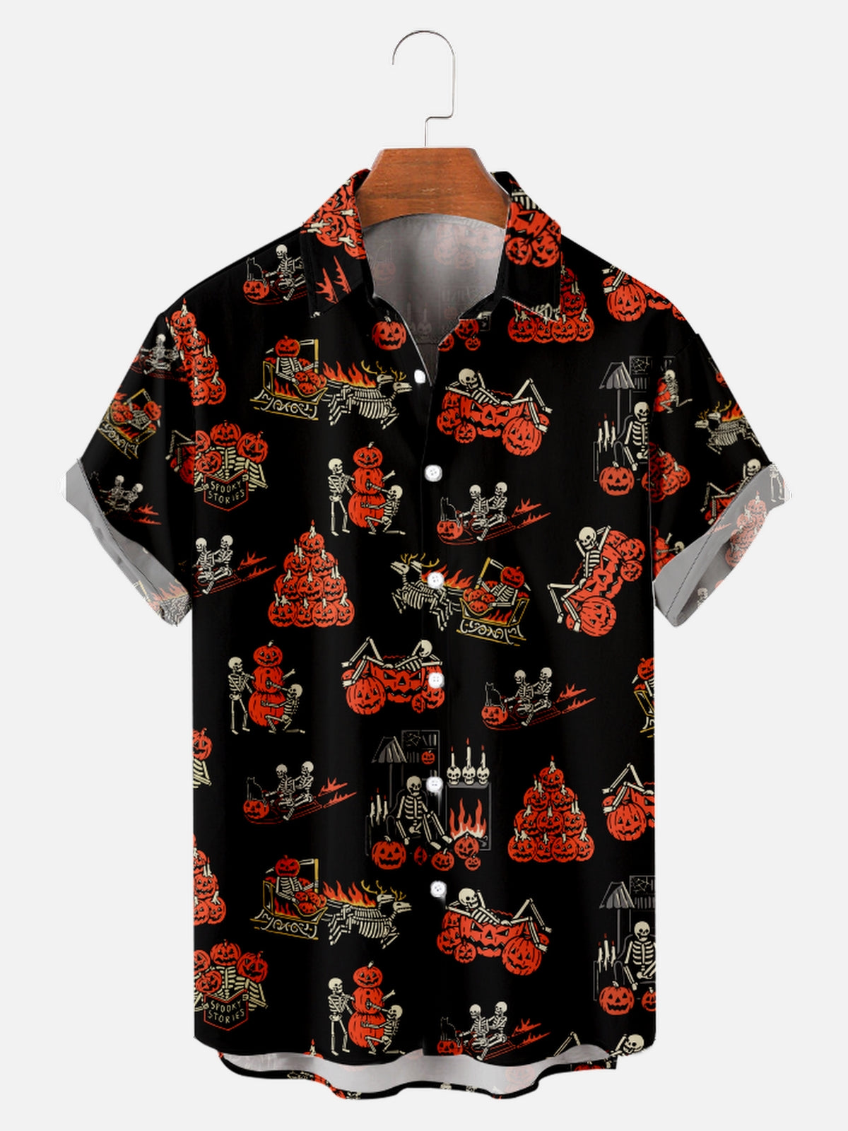 Men's Skeleton Skulls Celebrating Halloween with Pumpkins Short Sleeve ShirtMens short sleeve shirts Big and tall Mens shirts Short sleeve shirts for men Mens 4xl shirts Casual short sleeve shirts