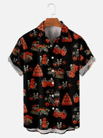 Men's Skeleton Skulls Celebrating Halloween with Pumpkins Short Sleeve ShirtMens short sleeve shirts Big and tall Mens shirts Short sleeve shirts for men Mens 4xl shirts Casual short sleeve shirts