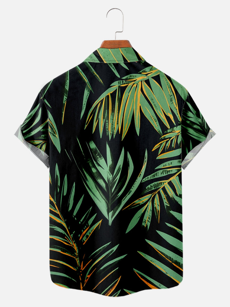 Men's Orange Cat in Foliage Short Sleeve ShirtMens short sleeve shirts Big and tall Mens shirts Short sleeve shirts for men Mens 4xl shirts Casual short sleeve shirts