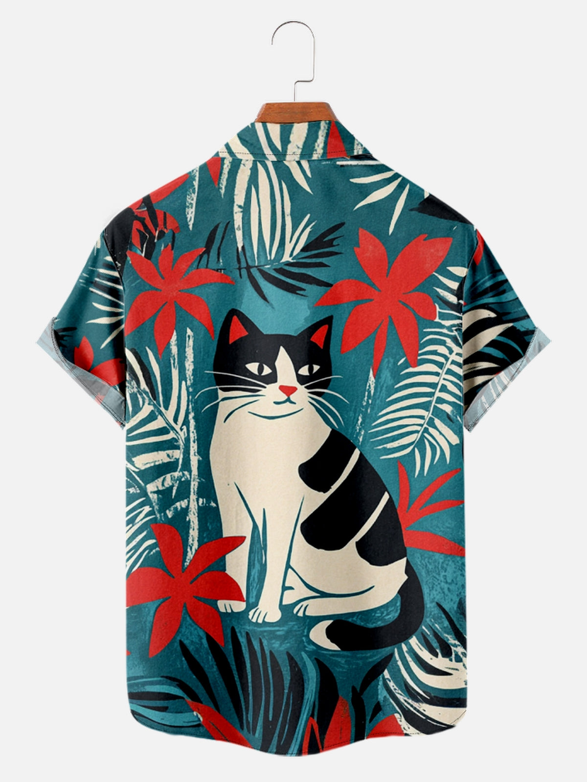 Men's Happy Tropical Cat Short Sleeve ShirtMens short sleeve shirts Big and tall Mens shirts Short sleeve shirts for men Mens 4xl shirts Casual short sleeve shirts