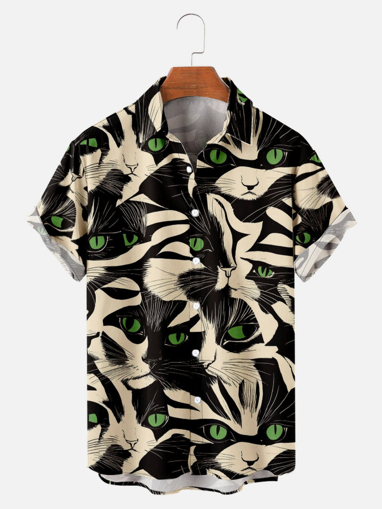 Men's Cat Eyes All Over Print Short Sleeve ShirtMens short sleeve shirts Big and tall Mens shirts Short sleeve shirts for men Mens 4xl shirts Casual short sleeve shirts