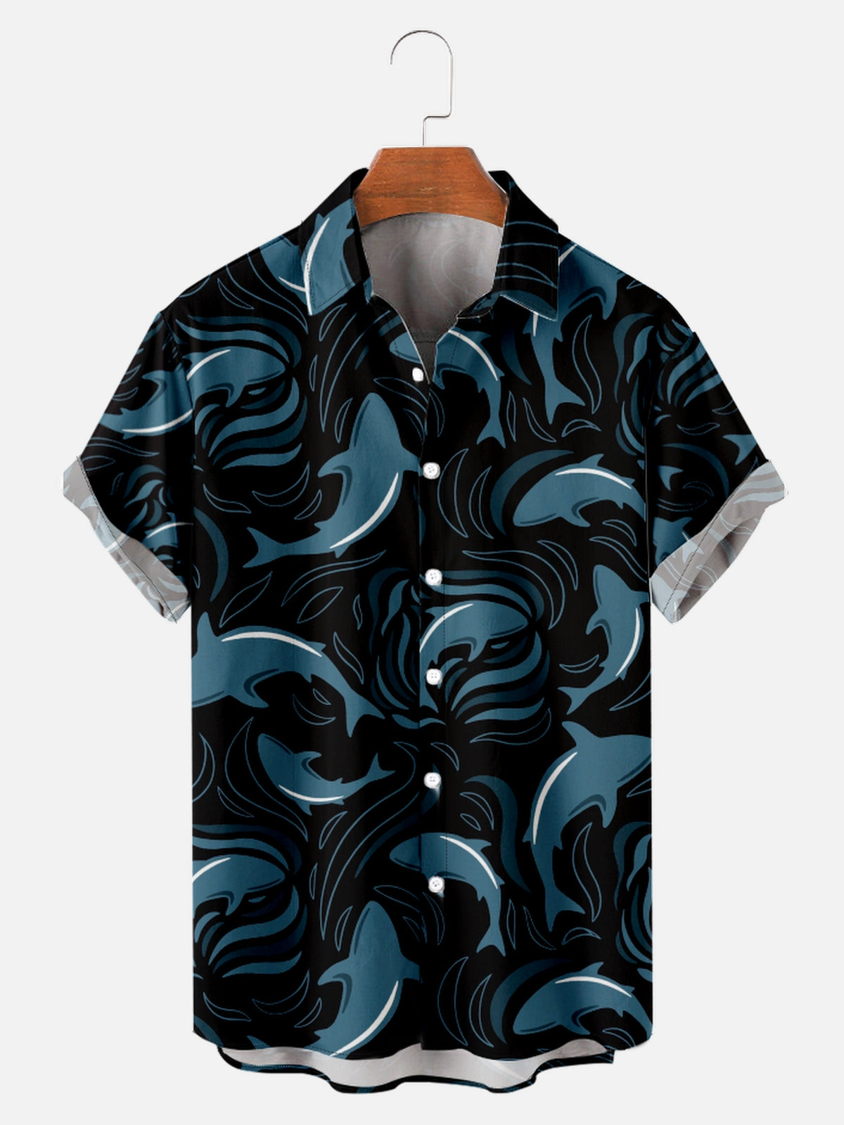 Men's Sharks Swimming in Dark Waters Short Sleeve ShirtMens short sleeve shirts Big and tall Mens shirts Short sleeve shirts for men Mens 4xl shirts Casual short sleeve shirts