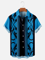 Tall Men's Racing Stripe Geometric Short Sleeve Shirt ElevenOasis