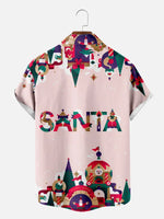 Men's Santa and Decorations Short Sleeve Shirt with Chest PocketMens short sleeve shirts Big and tall Mens shirts Short sleeve shirts for men Mens 4xl shirts Casual short sleeve shirts