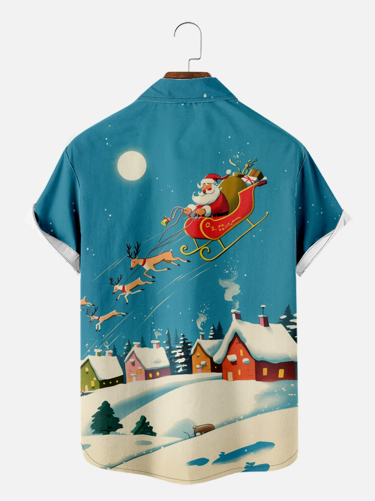 Men's Retro Santa's Sleighs Reindeer Presents Short Sleeve ShirtMens short sleeve shirts Big and tall Mens shirts Short sleeve shirts for men Mens 4xl shirts Casual short sleeve shirts