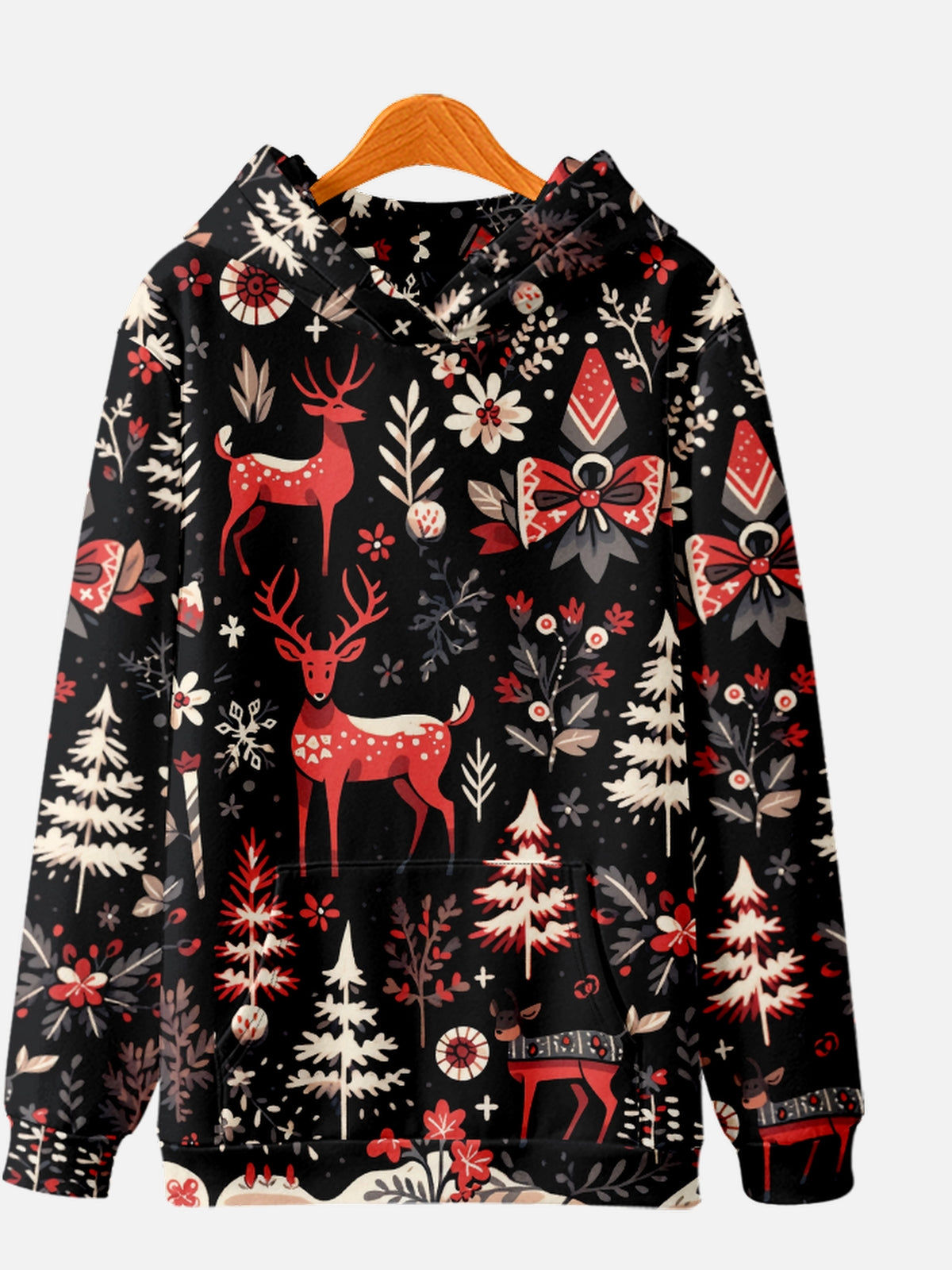 Unisex Red Christmas Pattern Reindeer Tree HoodieMens short sleeve shirts Big and tall Mens shirts Short sleeve shirts for men Mens 4xl shirts Casual short sleeve shirts