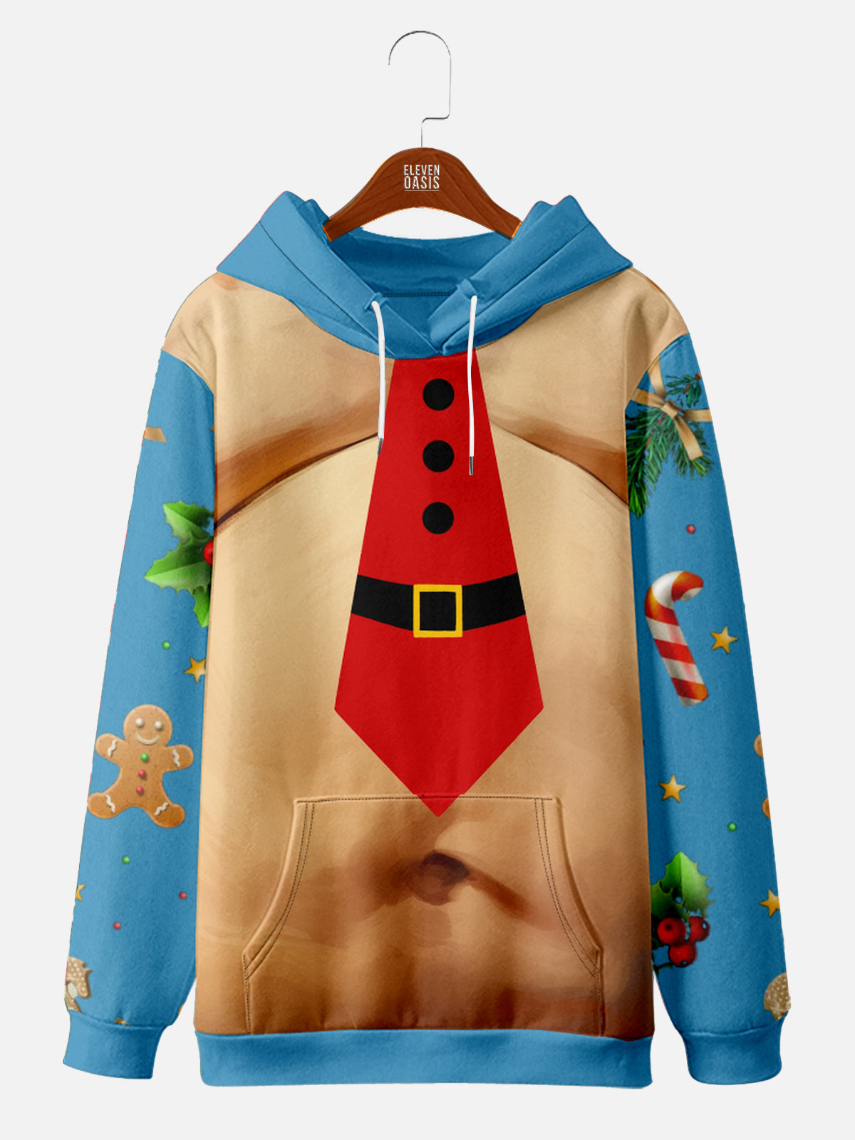 Ugly Christmas Sweater Exposed Belly with a Tie Hoodie, mens short sleeve shirts?¨º?big and tall mens shirts?¨º?short sleeve shirts for men?¨º?mens 4xl shirts?¨º?casual short sleeve shirts