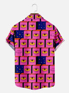 Men's Retro 70s Inspired Psychedelic Eye Pattern Short Sleeve Shirt, mens short sleeve shirts?????¡§??o?big and tall mens shirts?????¡§??o?short sleeve shirts for men?????¡§??o?mens 4xl shirts?????¡§??o?casual short sleeve shirts