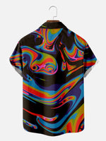 Men's 70s Inspired Colorful Paint Swirls Short Sleeve Shirt, mens short sleeve shirts¡ê?big and tall mens shirts¡ê?short sleeve shirts for men¡ê?mens 4xl shirts¡ê?casual short sleeve shirts