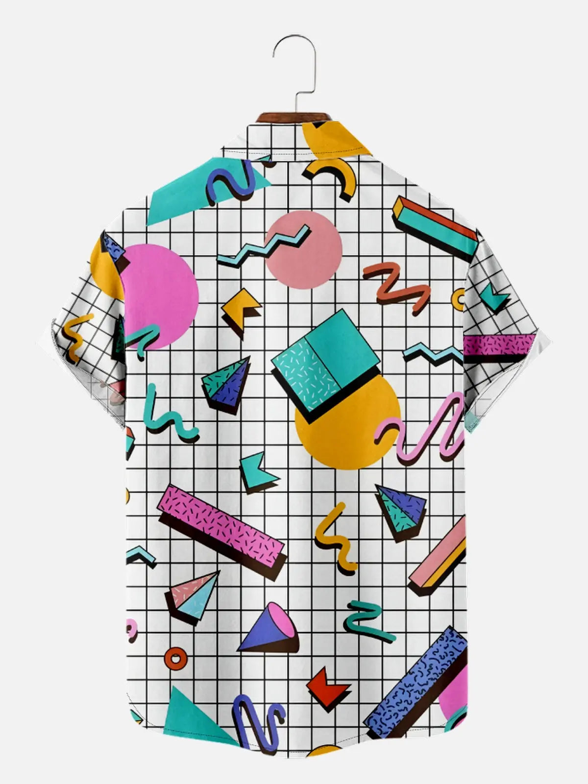 Men's Trapper Keeper Inspired Shapes Pattern Grid Short Sleeve Shirt, mens short sleeve shirts???¡§?o?big and tall mens shirts???¡§?o?short sleeve shirts for men???¡§?o?mens 4xl shirts???¡§?o?casual short sleeve shirts
