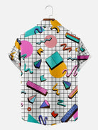 Men's Trapper Keeper Inspired Shapes Pattern Grid Short Sleeve Shirt, mens short sleeve shirts???¡§?o?big and tall mens shirts???¡§?o?short sleeve shirts for men???¡§?o?mens 4xl shirts???¡§?o?casual short sleeve shirts
