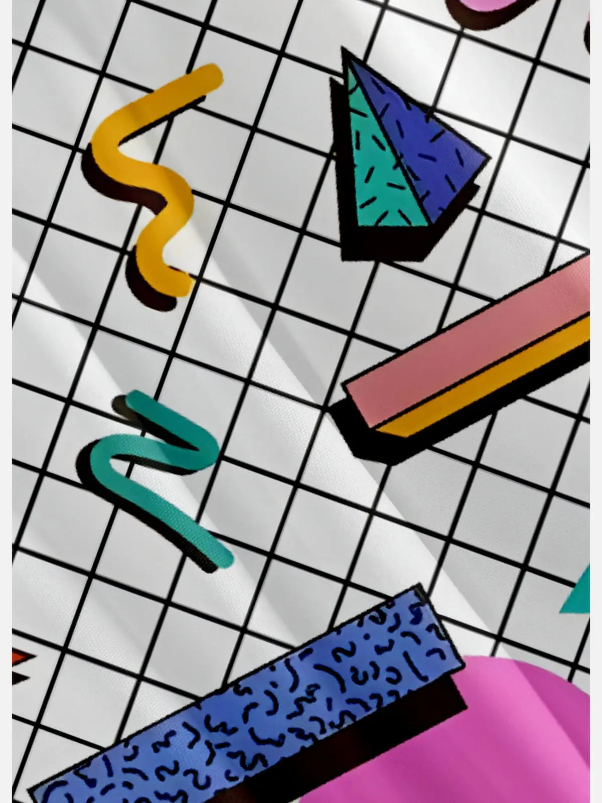 Men's Trapper Keeper Inspired Shapes Pattern Grid Short Sleeve Shirt, mens short sleeve shirts???¡§?o?big and tall mens shirts???¡§?o?short sleeve shirts for men???¡§?o?mens 4xl shirts???¡§?o?casual short sleeve shirts