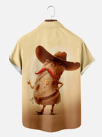 Men's Burrito Cowboy with Chili Moustache Short Sleeve Shirt, mens short sleeve shirts¡ê?big and tall mens shirts¡ê?short sleeve shirts for men¡ê?mens 4xl shirts¡ê?casual short sleeve shirts