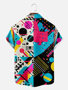 Tall Men's Trapper Keeper Inspired Colorful  Geometric Shapes Short Sleeve Shirt Eleven Oasis