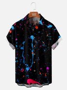 Men's Blue Red Pink Paint Splatter Pattern Short Sleeve Shirt, mens short sleeve shirts?¡§o?big and tall mens shirts?¡§o?short sleeve shirts for men?¡§o?mens 4xl shirts?¡§o?casual short sleeve shirts