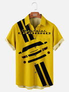 Men's Yellow Chevrolet Camaro Stripes Short Sleeve Shirt ElevenOasis