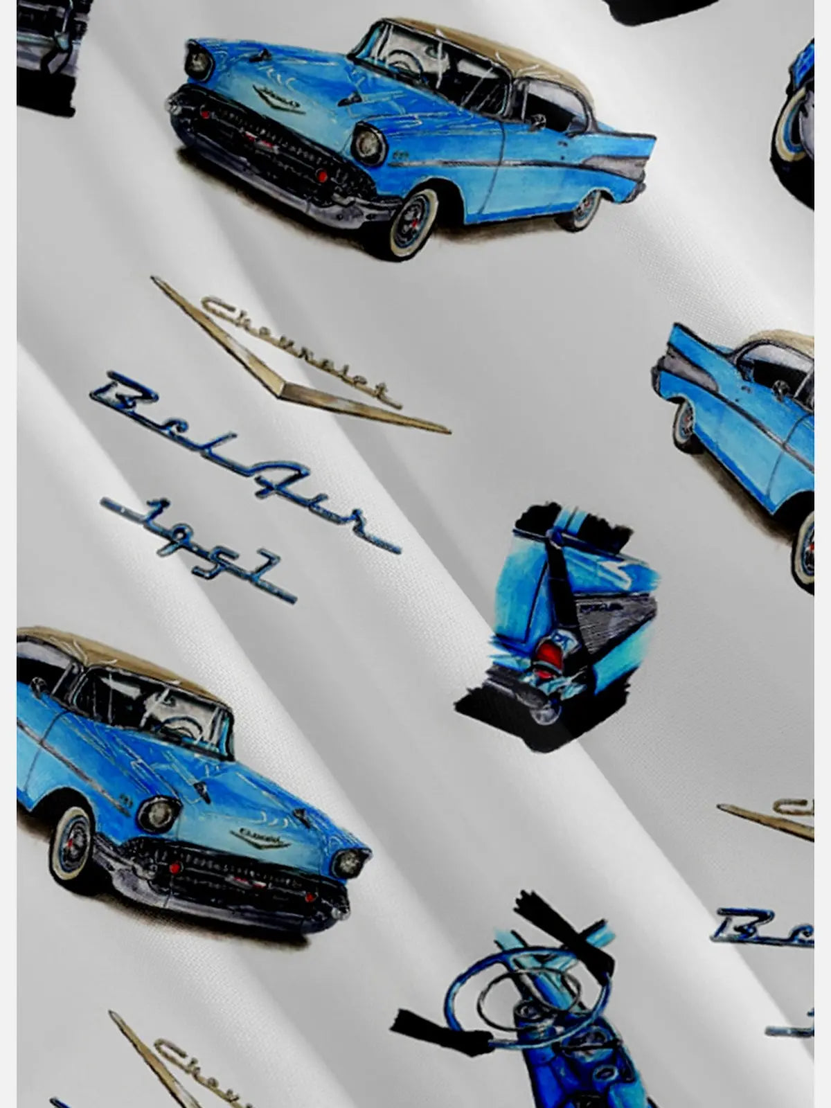 Men's All Over Print Blue Chevrolet Bel Air 1957 Short Sleeve Shirt, mens short sleeve shirts??¡ìo?big and tall mens shirts??¡ìo?short sleeve shirts for men??¡ìo?mens 4xl shirts??¡ìo?casual short sleeve shirts
