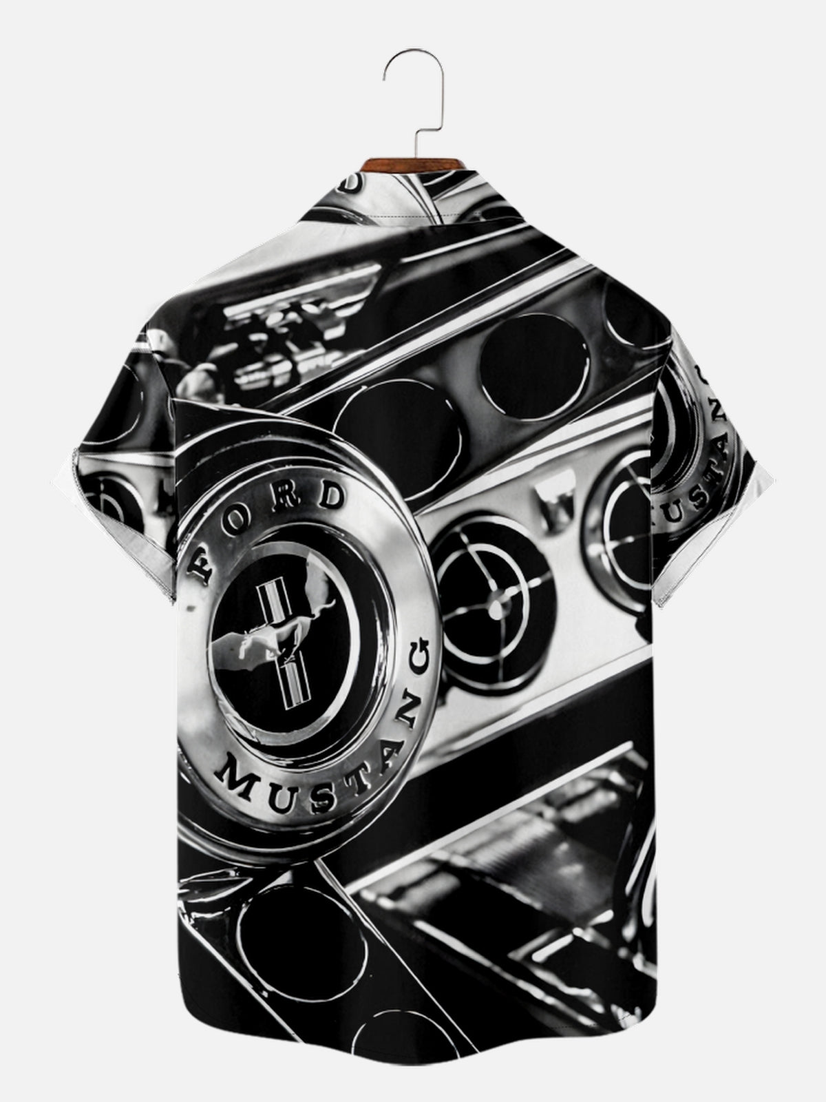 Men's Close Up of Ford Mustang Black and White Short Sleeve Shirt, mens short sleeve shirts¡ê?big and tall mens shirts¡ê?short sleeve shirts for men¡ê?mens 4xl shirts¡ê?casual short sleeve shirts