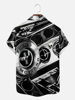 Men's Close Up of Ford Mustang Black and White Short Sleeve Shirt, mens short sleeve shirts¡ê?big and tall mens shirts¡ê?short sleeve shirts for men¡ê?mens 4xl shirts¡ê?casual short sleeve shirts