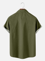 Men's Green with Dark Blue Stripes Bowling Short Sleeve Shirt, mens short sleeve shirts¡ê?big and tall mens shirts¡ê?short sleeve shirts for men¡ê?mens 4xl shirts¡ê?casual short sleeve shirts