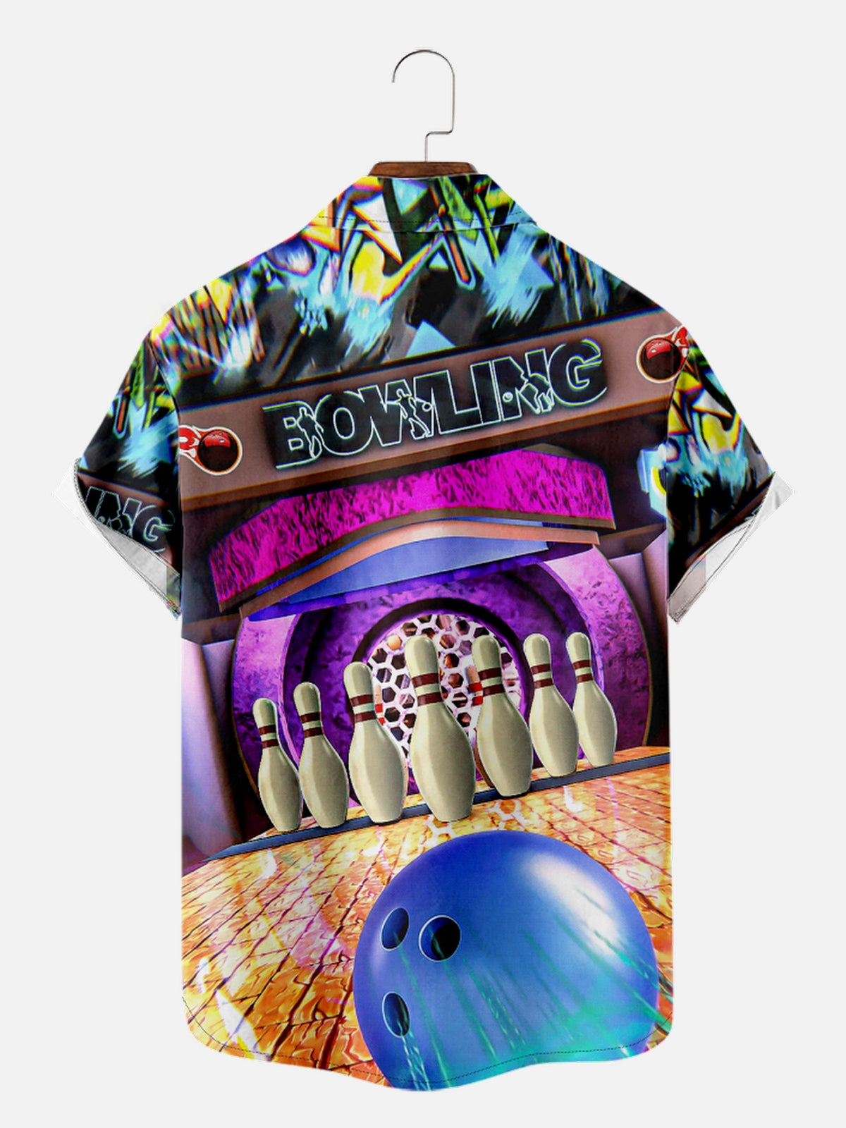 Men's Old School Bowling Screen-Inspired Graphic Bowling Short Sleeve Shirt, mens short sleeve shirts¡ê?big and tall mens shirts¡ê?short sleeve shirts for men¡ê?mens 4xl shirts¡ê?casual short sleeve shirts