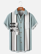 Men's Funny Here for the Beer Striped Bowling Short Sleeve Shirt, mens short sleeve shirts??¡ìo?big and tall mens shirts??¡ìo?short sleeve shirts for men??¡ìo?mens 4xl shirts??¡ìo?casual short sleeve shirts