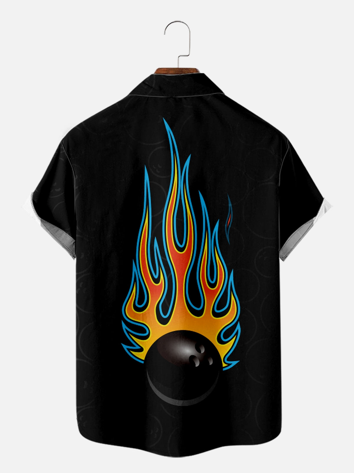 Men's American Bowling with Bowling Ball on Fire Short Sleeve Shirt, mens short sleeve shirts¡ê?big and tall mens shirts¡ê?short sleeve shirts for men¡ê?mens 4xl shirts¡ê?casual short sleeve shirts