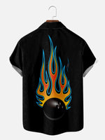 Men's American Bowling with Bowling Ball on Fire Short Sleeve Shirt, mens short sleeve shirts¡ê?big and tall mens shirts¡ê?short sleeve shirts for men¡ê?mens 4xl shirts¡ê?casual short sleeve shirts