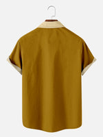 Tall Men's Color-block Striped Casual Breathable Bowling Short Sleeve Shirt Eleven Oasis
