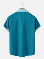 Tall Men's Color-block Striped Casual Breathable Bowling Short Sleeve Shirt Eleven Oasis
