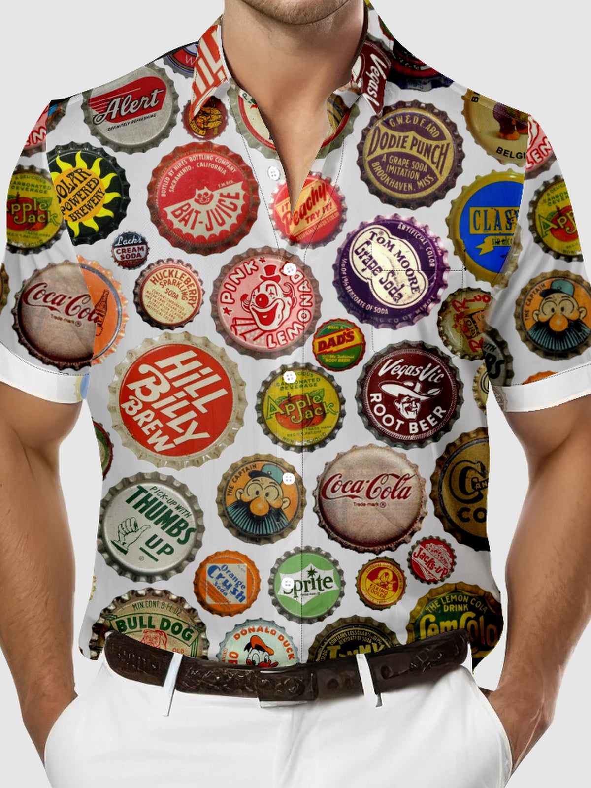 Men's Vintage Soda and Drinks Bottle Caps Short Sleeve Shirt, mens short sleeve shirts¡ê?big and tall mens shirts¡ê?short sleeve shirts for men¡ê?mens 4xl shirts¡ê?casual short sleeve shirts