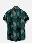 Tall Men's Art Deco Fan Pattern Short Sleeve Shirt ElevenOasis