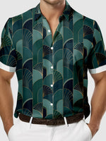 Men's Green Art Deco Great Gatsby Inspired Short Sleeve Shirt, mens short sleeve shirts¡ê?big and tall mens shirts¡ê?short sleeve shirts for men¡ê?mens 4xl shirts¡ê?casual short sleeve shirts