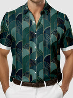 Men's Green Art Deco Great Gatsby Inspired Short Sleeve Shirt, mens short sleeve shirts¡ê?big and tall mens shirts¡ê?short sleeve shirts for men¡ê?mens 4xl shirts¡ê?casual short sleeve shirts