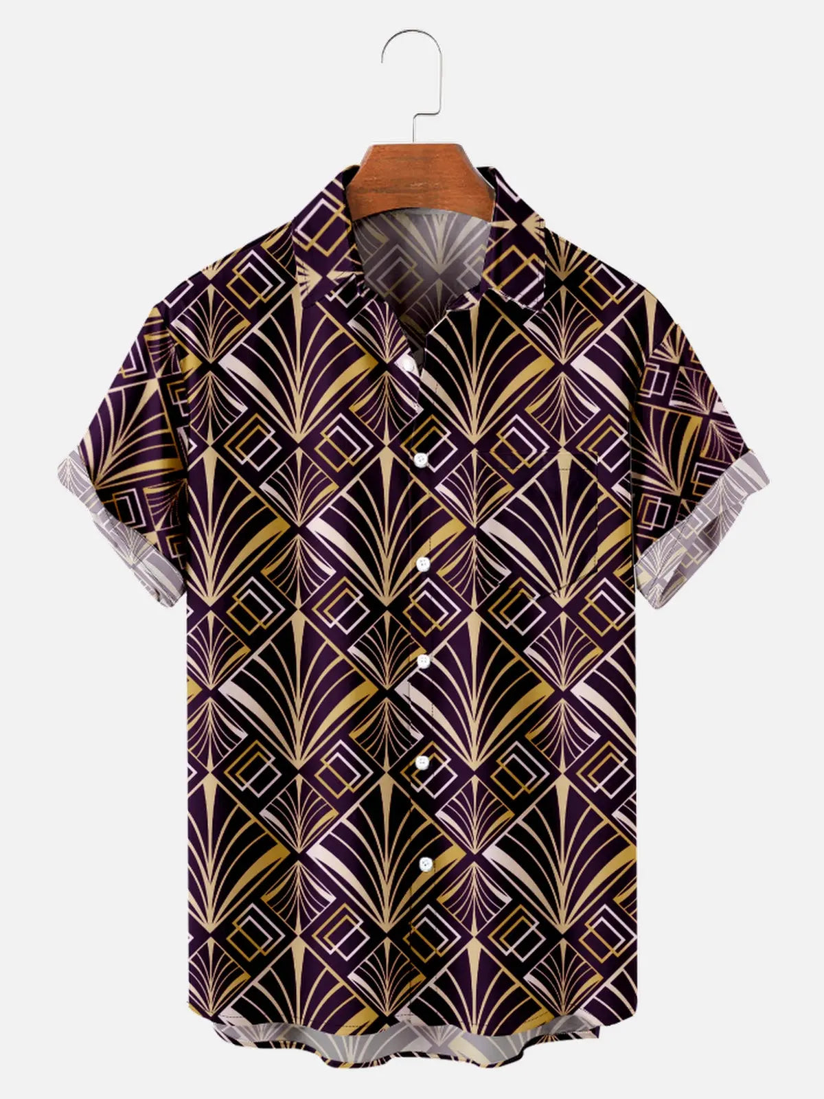 Men's Art Deco Great Gatsby Golden Pattern Short Sleeve Shirt, mens short sleeve shirts???¡§?o?big and tall mens shirts???¡§?o?short sleeve shirts for men???¡§?o?mens 4xl shirts???¡§?o?casual short sleeve shirts
