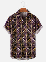 Men's Art Deco Great Gatsby Golden Pattern Short Sleeve Shirt, mens short sleeve shirts?¨º?big and tall mens shirts?¨º?short sleeve shirts for men?¨º?mens 4xl shirts?¨º?casual short sleeve shirts