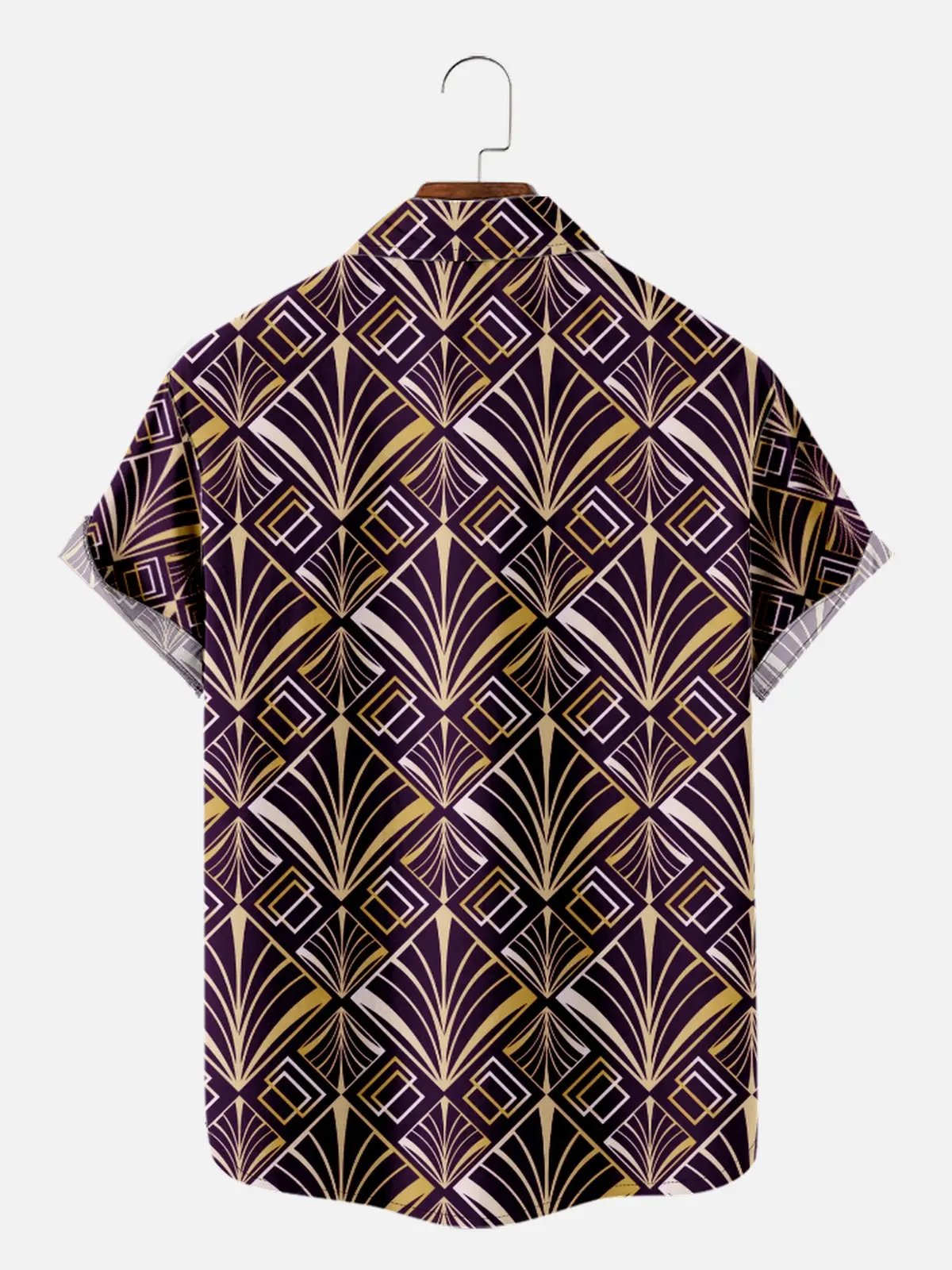 Tall Men's Art Deco Geometric Short Sleeve Shirt Eleven Oasis