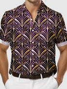 Men's Art Deco Great Gatsby Golden Pattern Short Sleeve Shirt, mens short sleeve shirts???¨¬o?big and tall mens shirts???¨¬o?short sleeve shirts for men???¨¬o?mens 4xl shirts???¨¬o?casual short sleeve shirts