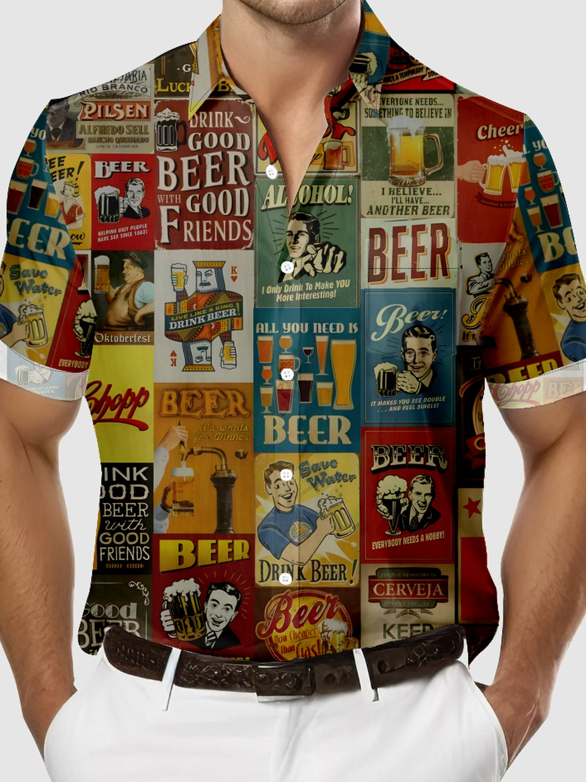 Men's Vintage Beer Posters Short Sleeve Shirt, mens short sleeve shirts¡ê?big and tall mens shirts¡ê?short sleeve shirts for men¡ê?mens 4xl shirts¡ê?casual short sleeve shirts
