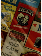 Men's Vintage Beer Advertisement Collage Short Sleeve Shirt ElevenOasis