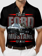Men's 1965 Ford Mustang Gt 500 Black Short Sleeve Shirt, mens short sleeve shirts???¨¬o?big and tall mens shirts???¨¬o?short sleeve shirts for men???¨¬o?mens 4xl shirts???¨¬o?casual short sleeve shirts
