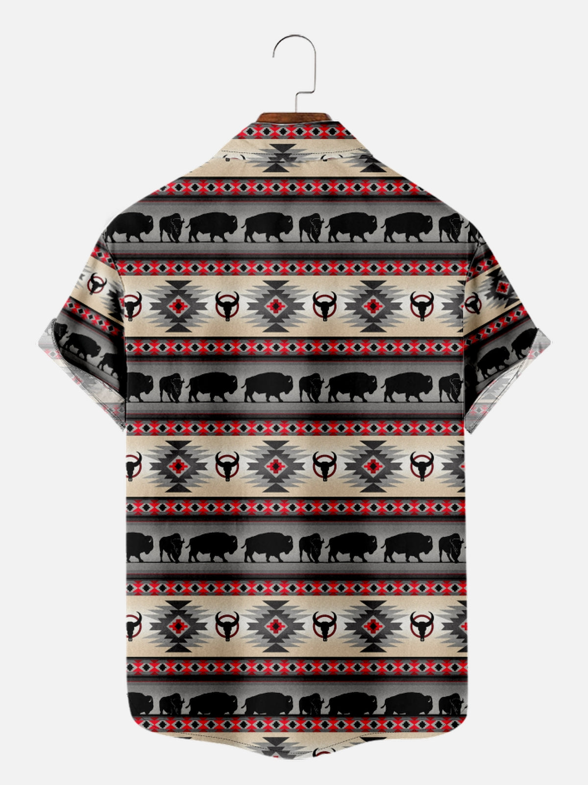 Men's Western Aztec Print Buffalo Short Sleeve Shirt, mens short sleeve shirts¡ê?big and tall mens shirts¡ê?short sleeve shirts for men¡ê?mens 4xl shirts¡ê?casual short sleeve shirts
