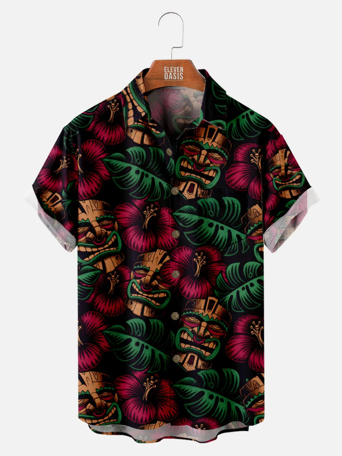 Men's Tiki Floral and Palm Leaves Short Sleeve Shirt, mens short sleeve shirts???¨¬o?big and tall mens shirts???¨¬o?short sleeve shirts for men???¨¬o?mens 4xl shirts???¨¬o?casual short sleeve shirts